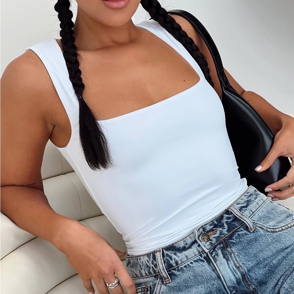 Princess Polly Back in Time Tank Top in White - Size 4